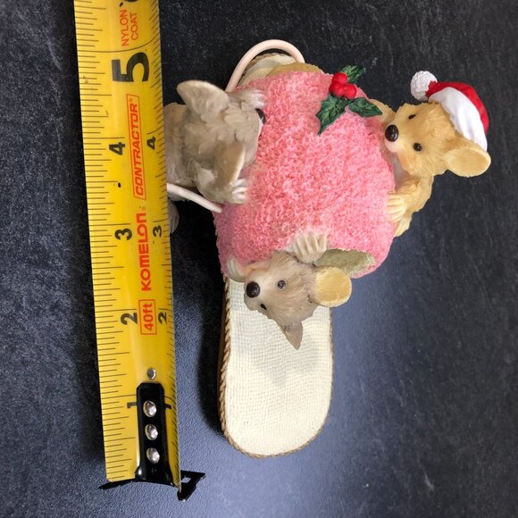 1995 Roman Inc Mice In A Slipper Figurine Holiday Christmas Unique Holly Vintage - Picture 6 of 8
